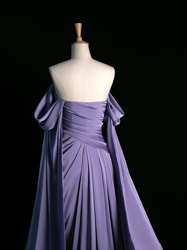 A Line Off The Shoulder Satin Prom Dresses Long Evening Gown Formal Party Dress SD2199