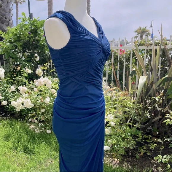 Fashion Mermaid V Neckline Navy Blue Floor Length Evening Dress Prom Dresses SD1881