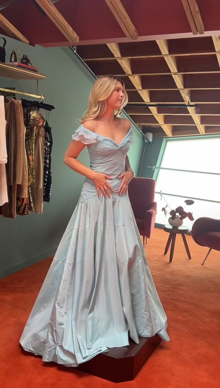Mermaid Off The Shoulder Light Sky Blue Evening Dress Prom Dresses SD2387