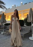 A Line Spaghetti Straps Blue Backless Prom Dresses Long Party Dress SD2272