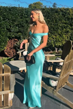 Mermaid Off The Shoulder Yellow Satin Long Evening Dress Prom Dresses SD2063