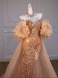 Mermaid Off The Shoulder Slit Sequin Long Party Dress Prom Dresses SD1815