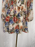 A line V Neckline Floral Chiffon Travel Vacation Floral Beach Dress Short Dress SD0012