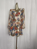 A line V Neckline Floral Chiffon Travel Vacation Floral Beach Dress Short Dress SD0012