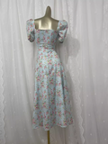 A line Square Neckline Floral Vacation Beach Dress Birthday Dress SD0013