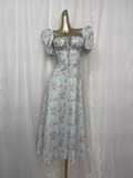 A line Square Neckline Floral Vacation Beach Dress Birthday Dress SD0013