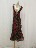 A line Spaghetti Straps Red Rose Travel Vacation Floral Beach Dress Birthday Outfits SD0017