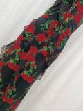 A line Spaghetti Straps Red Rose Travel Vacation Floral Beach Dress Birthday Outfits SD0017