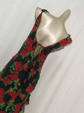 A line Spaghetti Straps Red Rose Travel Vacation Floral Beach Dress Birthday Outfits SD0017