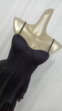 A line Spaghetti Straps Lace Vacation Black Beach Dress Long Dress SD004