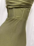Sheath Halter Green Long Vacation Dress Birthday Outfits SD008