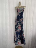 Sheath Spaghetti Straps Blue Rose Travel Vacation Floral Beach Dress Long Dress SD009