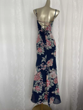 Sheath Spaghetti Straps Blue Rose Travel Vacation Floral Beach Dress Long Dress SD009