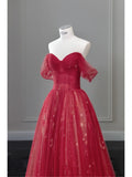 Ball Gown Off The Shoulder Navy Blue Tulle Long Prom Dresses Party Dress SD1326