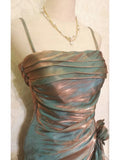 Mermaid Spaghetti Straps Satin Long Party Dress Prom Dresses SD1523