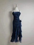 Mermaid Spaghetti Straps Satin Long Party Dress Prom Dresses SD1523