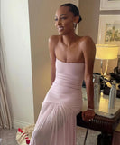 Mermaid Pink Long Prom Dresses Formal Graduation Party Dress Evening Dress SD1664
