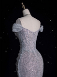 Mermaid Off The Shoulder Sequin Long Prom Dresses Formal Graduation Party Dress Evening Dress SD1915