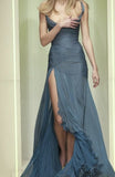 Mermaid Straps Neckline Chiffon Slit Long Prom Dress Evening Dress Formal Dress SD2155
