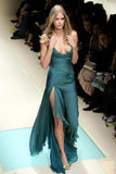 Mermaid Straps Neckline Chiffon Slit Long Prom Dress Evening Dress Formal Dress SD2155