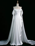 A Line Off The Shoulder Satin Prom Dresses Long Evening Gown Formal Party Dress SD2199