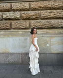 A-Line Strapless Chiffon Long Prom Dresses Formal Evening Dress SD2204
