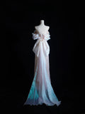 A line Off The Shoulder Pink Sequin Long Prom Dresses Evening Gowns SD2335