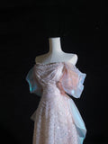 A line Off The Shoulder Pink Sequin Long Prom Dresses Evening Gowns SD2335