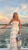 A line Spaghetti Straps White Lace Long Evening Dress Prom Dresses SD2069